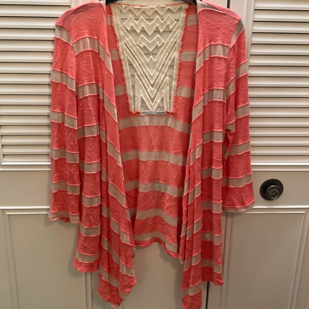 Maurices coral stripped cardigan